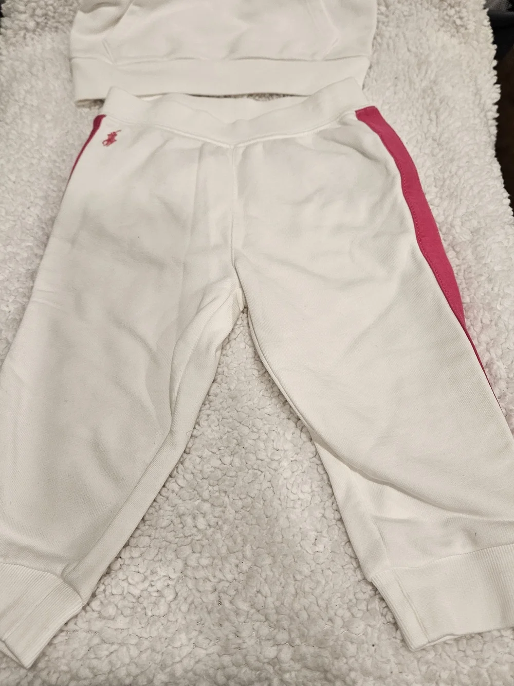 NWT Polo Ralph Lauren Baby 2-Piece Sweatshirt Jogger Set Pink Cream 12M